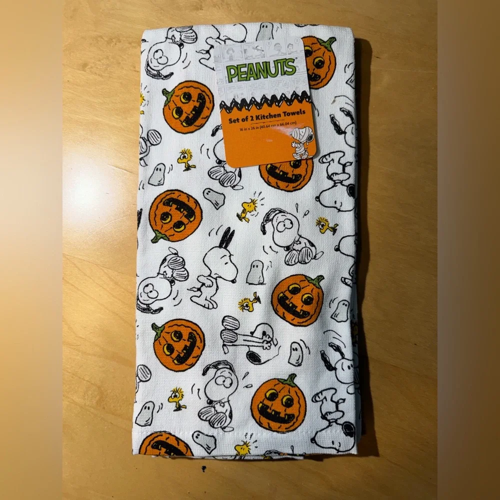 🎃 Peanuts Snoopy & Woodstock 2-pk. Halloween Kitchen Towels, NWT